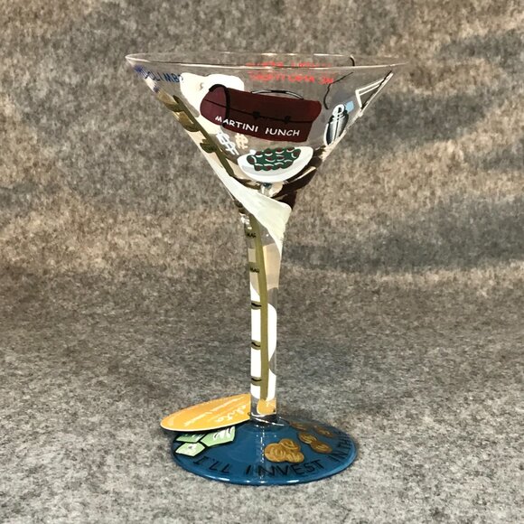 Martini Glass "Love My Martini" Hand Painted 7 OZ Glass Artist Lolita - Picture 5 of 12